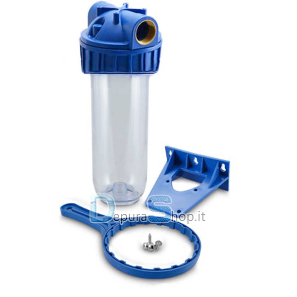 Contenitore standard 3 pezzi 10" trasparente IN-OUT 1/2" con chiave e staffa (12)