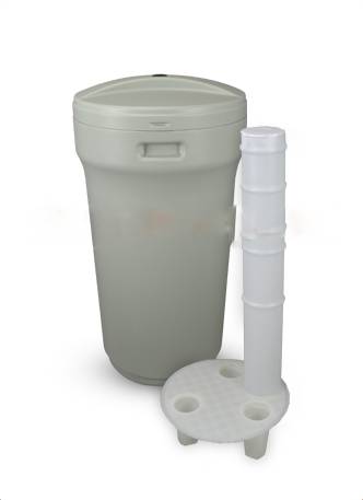 Tino sale BTR grigio per addolcitore acqua 25 lit. Con pozzetto sale, griglia, senza raccordo troppo pieno 3/8"