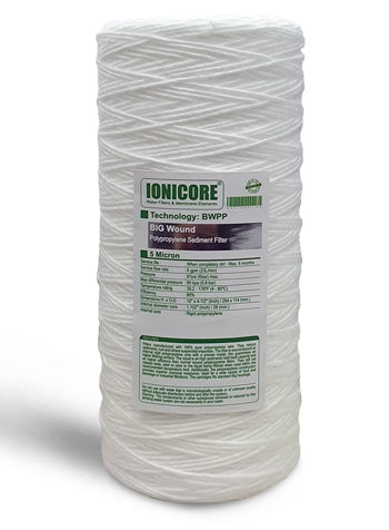 Ionicore | Cartuccia filtro sedimento BIG in polipropilene avvolto 10" (da 1 a 100 micron)