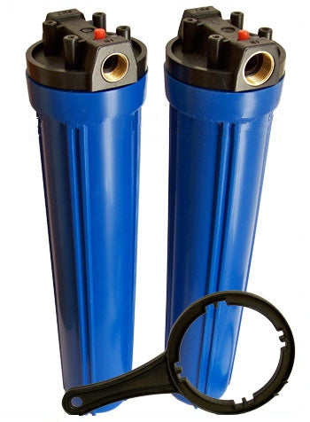 Contenitore vessel per filtro acqua da 20" con pulsante rilascio pressione e chiave (varie dimensioni attacco)