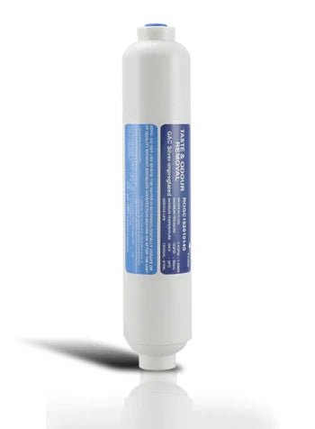 Filtro carbone attivo batteriostatico in linea 2"x10" con attacco 1/4"