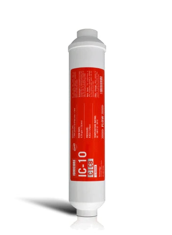 Ionicore | Filtro IC-10CCB carbon block al cocco in linea 2"x10" con attacco 1/4" (10 micron)